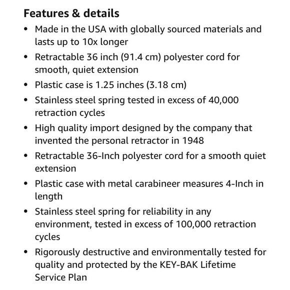 KEY-BAK Retract-A-Badge I.D. Badge Holder 36" Retractable Cord sporting gear - Picture 4 of 5